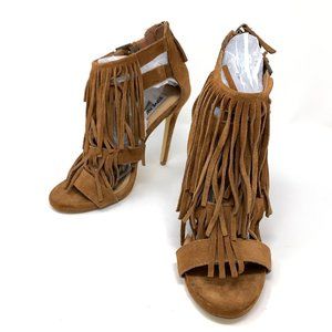 Steve Madden Bakirr Suede Fringe Heels Boho Sz 8